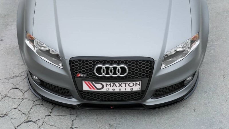 Voorspoiler passend voor Audi RS4 B7 V.1 Glanzend Zwart