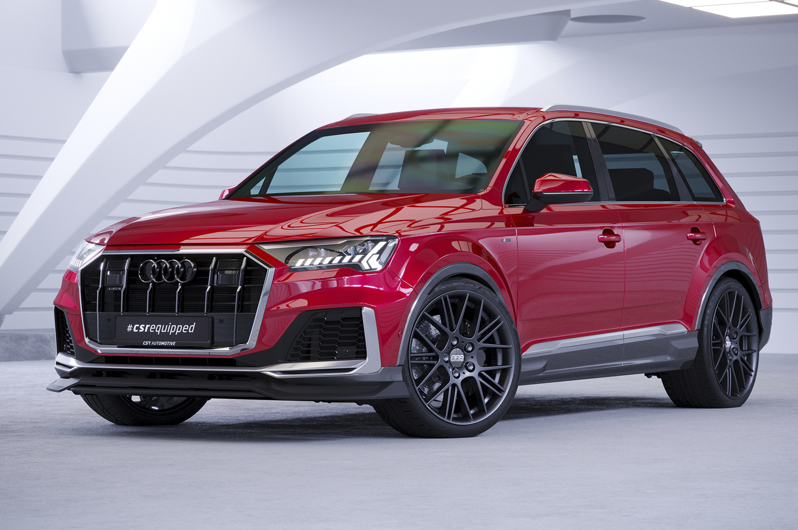 Voorspoiler passend voor Audi Q7 S-Line SQ7 CSR Glans Zwart