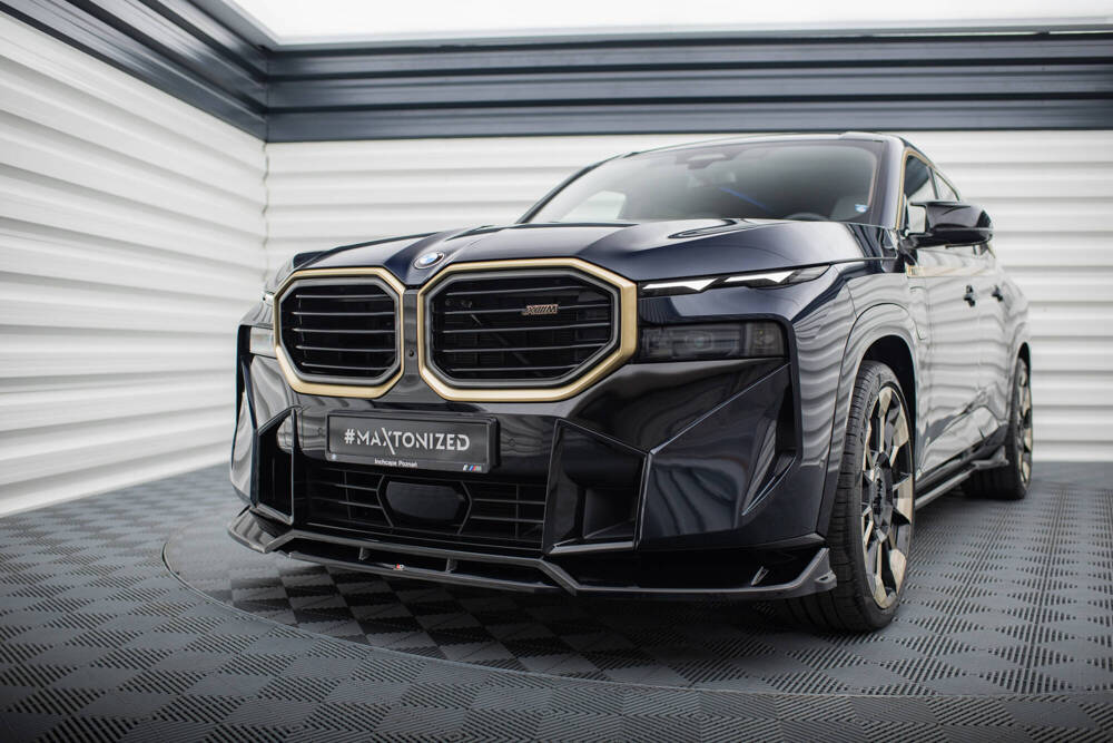 Voorspoiler passend voor BMW XM G09 Maxton Glans Zwart V.1