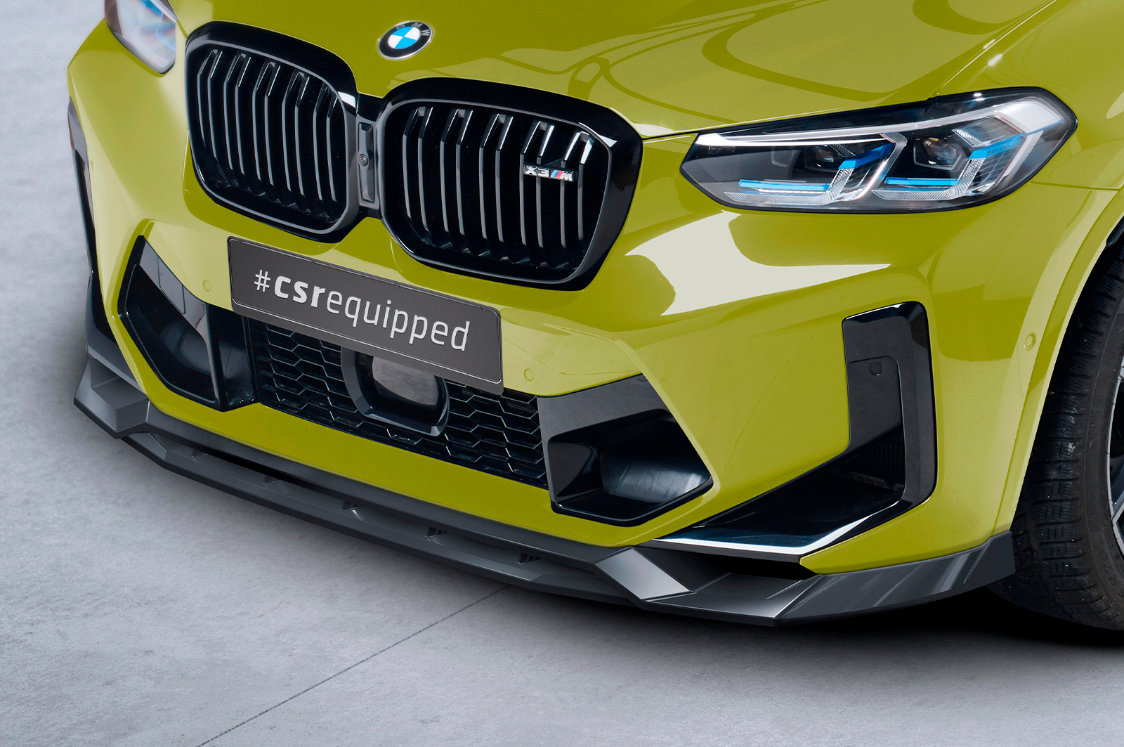 Voorspoiler passend voor BMW X3M F97 FL CSR Glans Zwart