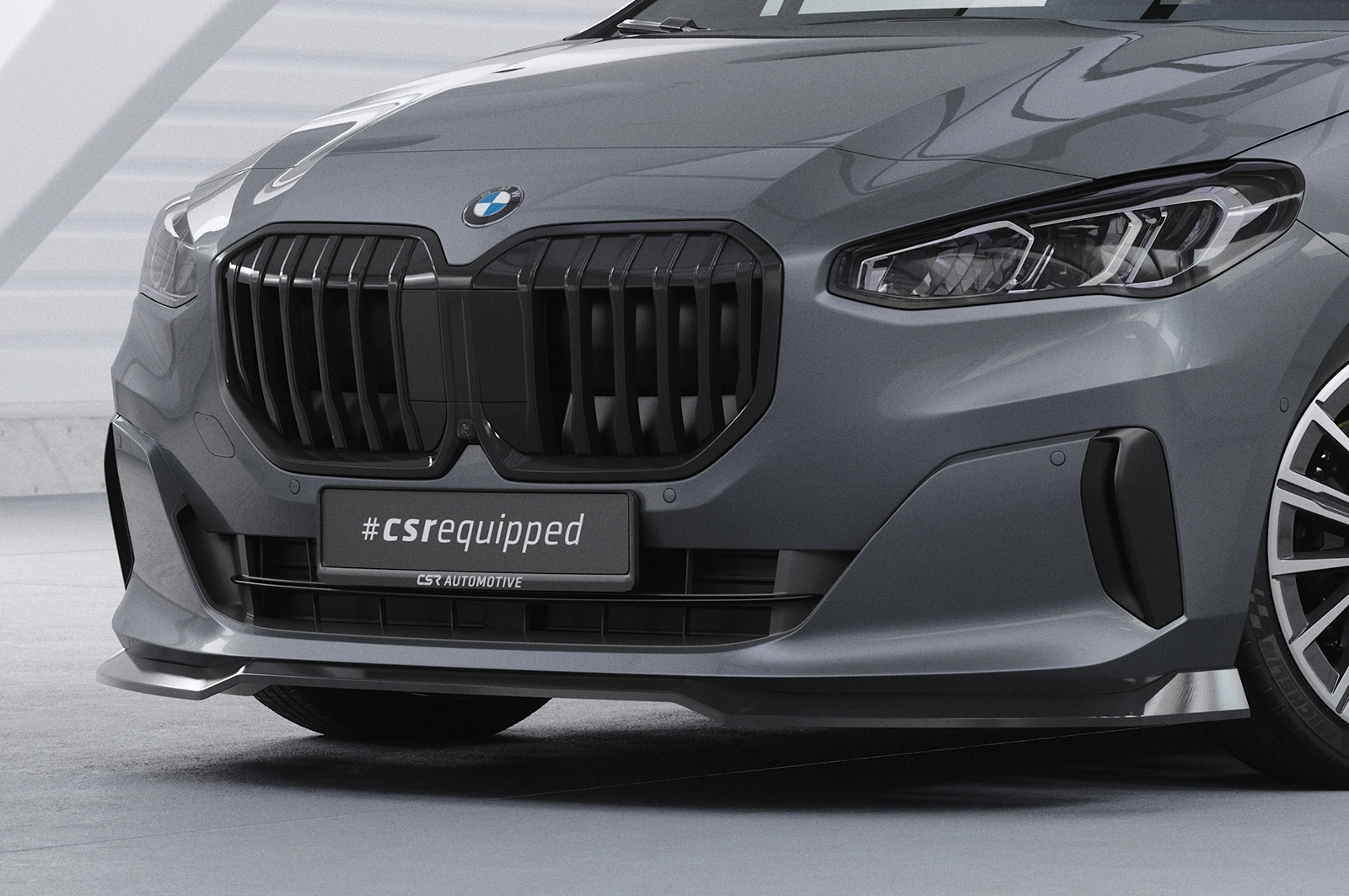 Voorspoiler passend voor BMW 2er (U06) Active Tourer glans zwart