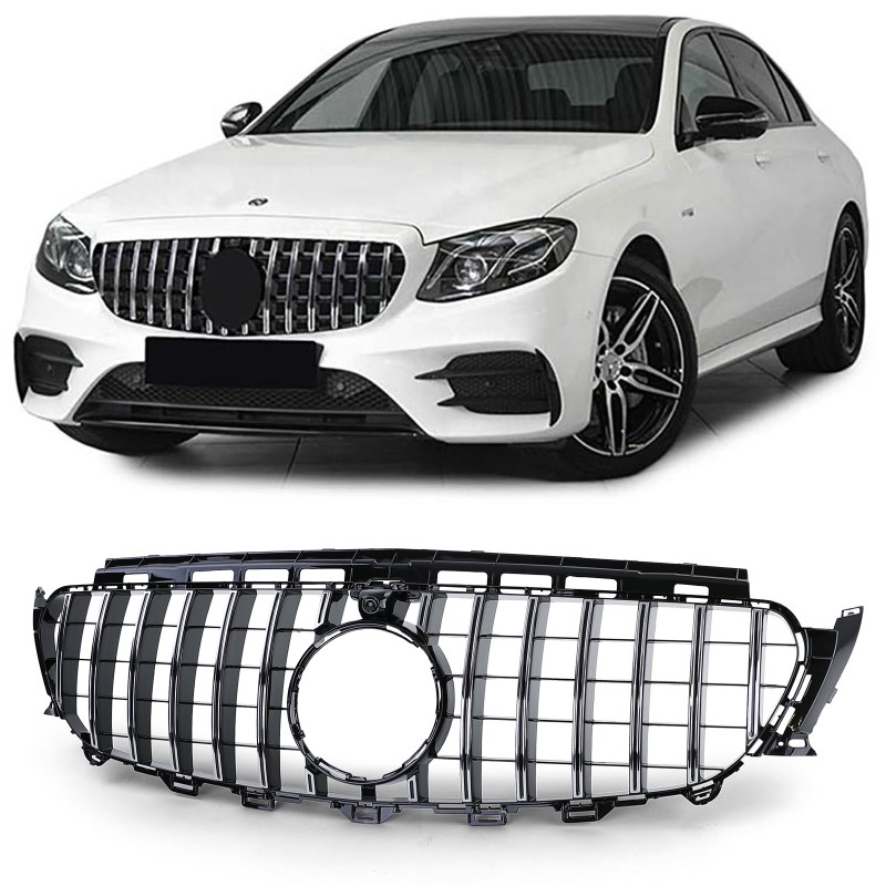 Grill passend voor Mercedes Benz E-Class W213 S213 C238 (2016+) GT-R Panamericana Design Chroom met 360 Camera