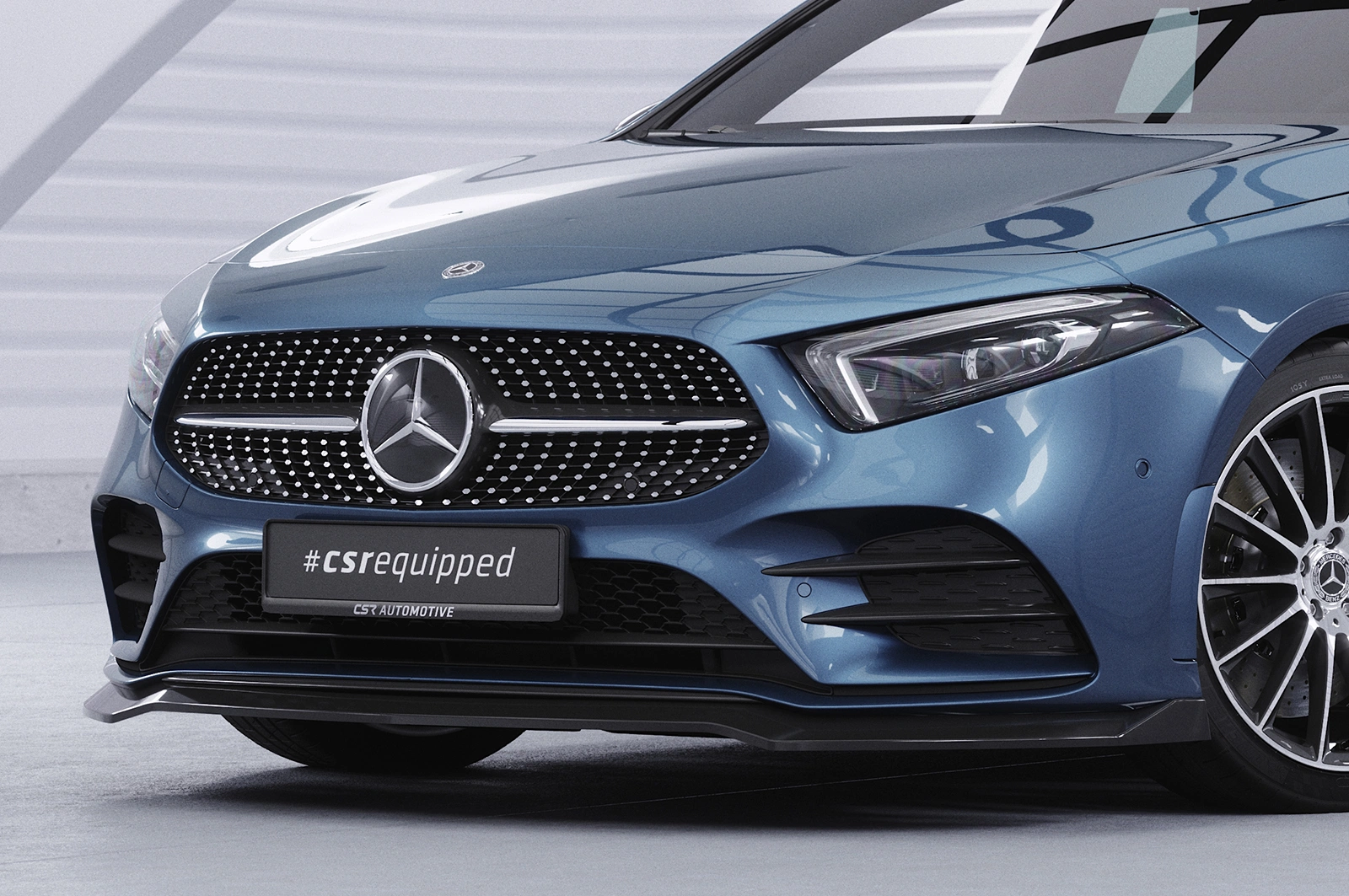 Voorspoiler passend voor Mercedes-Benz A-Klasse 177 A35 AMG / AMG-Line glans zwart 2018–2022