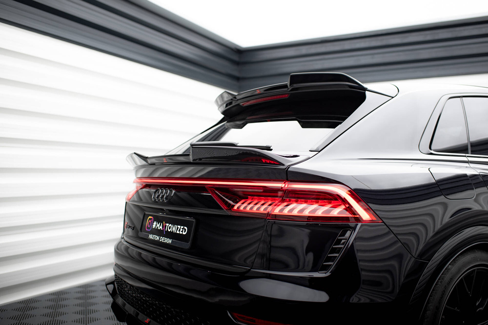 Spoiler passend voor Audi Q8 SQ8 RSQ8 Maxton Glans Zwart 3D Design Laag