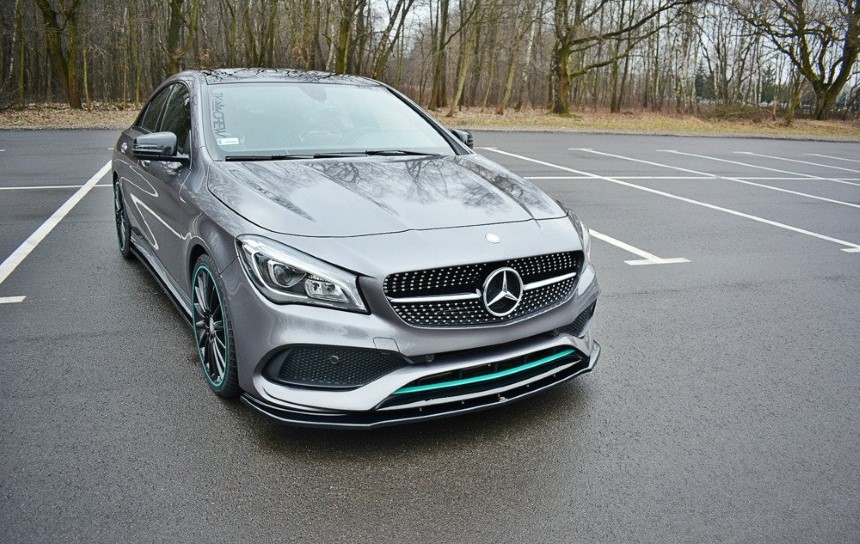 Voorspoiler passend voor Mercedes CLA C117 AMG-Line Maxton Design glans zwart