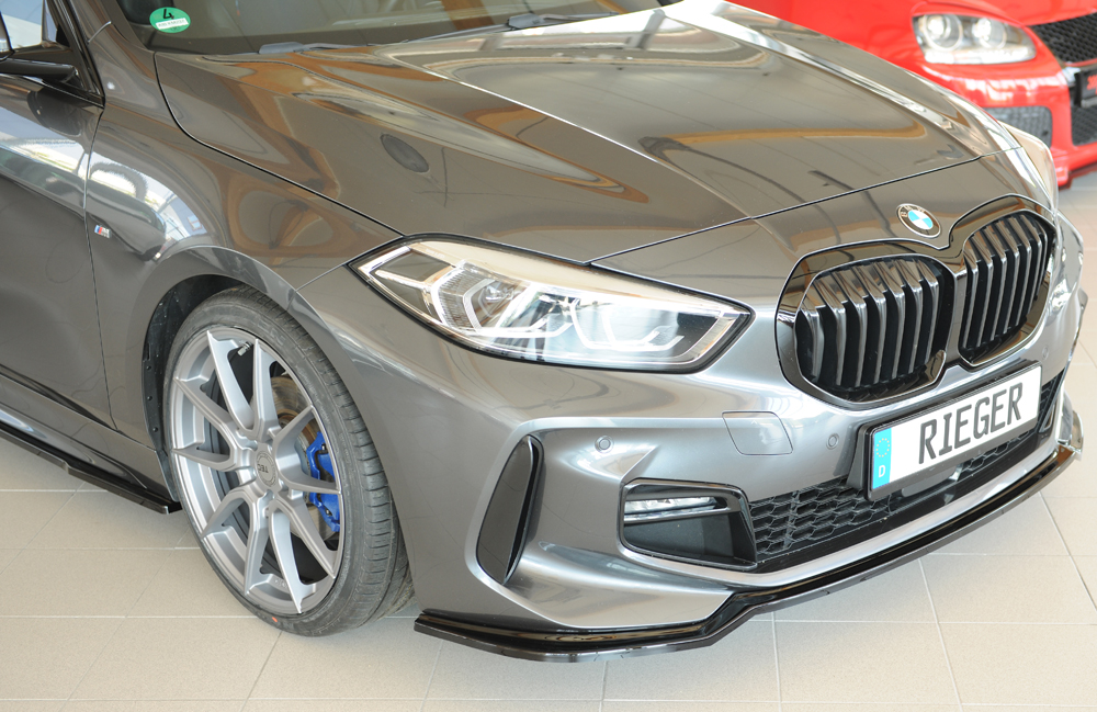 Voorspoiler passend voor BMW 1 Serie F40 Rieger Glans Zwart