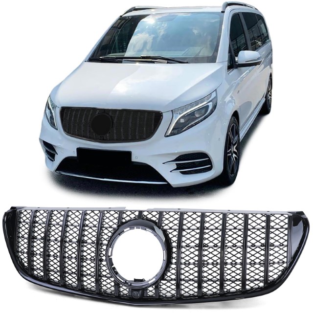 Grill passend voor Mercedes V-Class W447 (14-19) GT Look Zwart Camera
