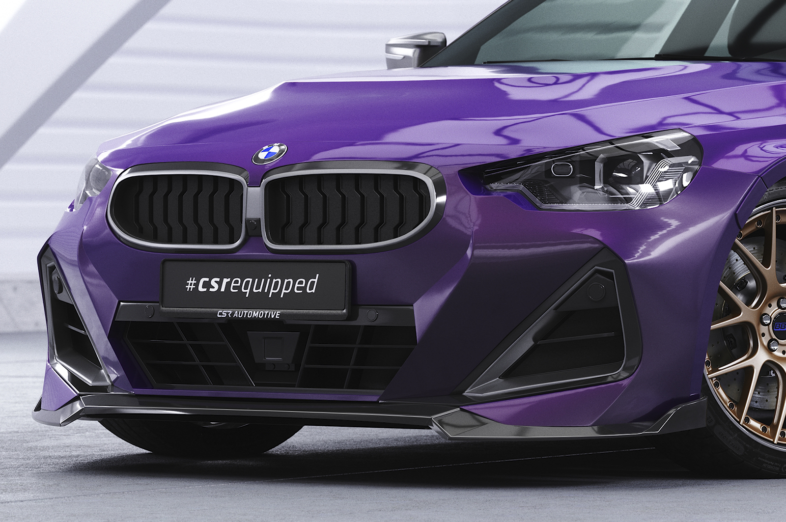 Voorspoiler passend voor BMW 2 Serie M Pakket / M240i G42 CSR Glans Zwart