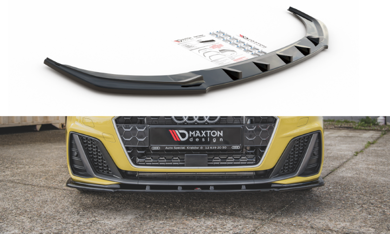 Voorspoiler passend voor Audi A1 S-LINE GB glanzend zwart V.1