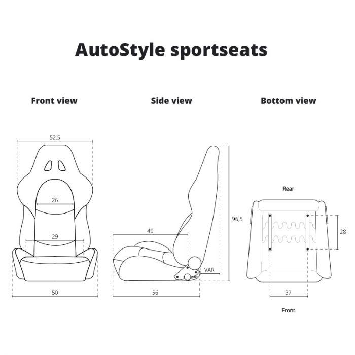 Sportstoel 'RK' - Beige Kunstleder - Dubbelzijdig verstelbare rugleuning - incl. sledes