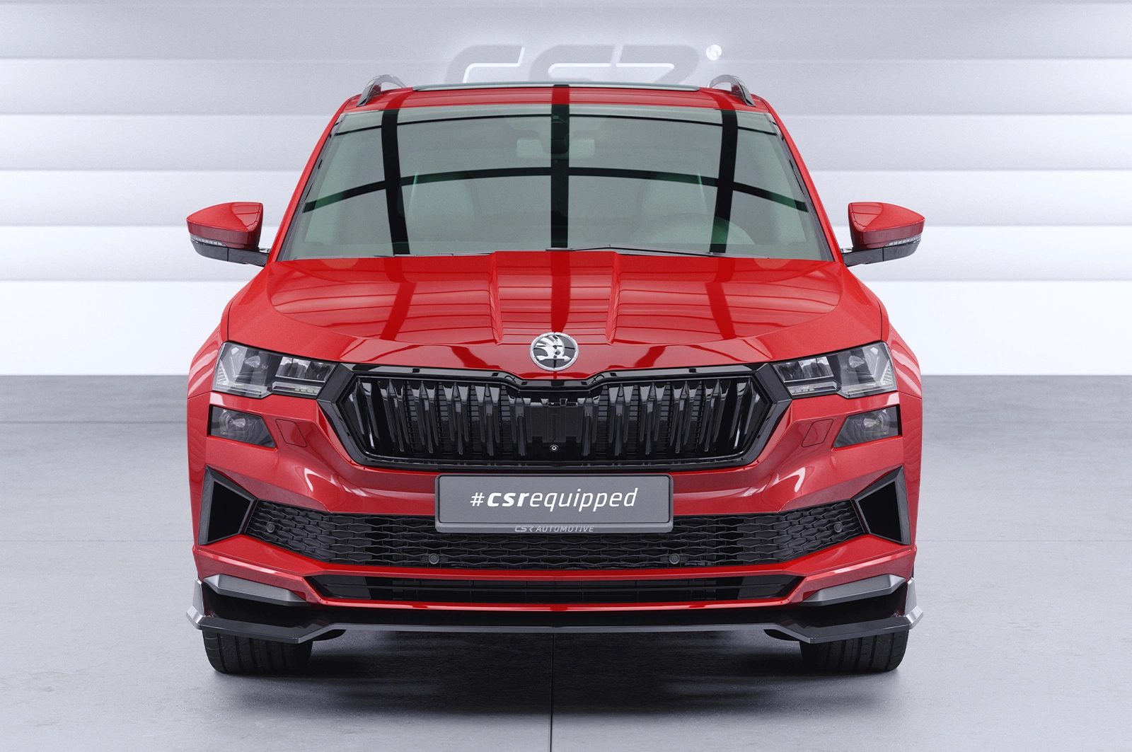 Voorspoiler passend voor Skoda Karoq Sportline glans zwart