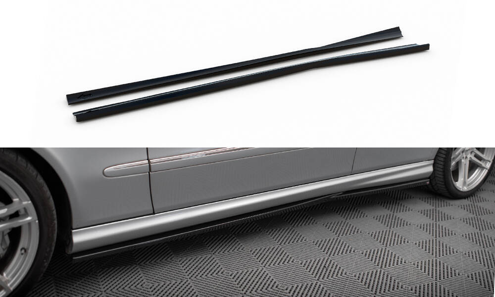 Zijskirts passend voor Mercedes E55 AMG W211 Maxton Glans Zwart