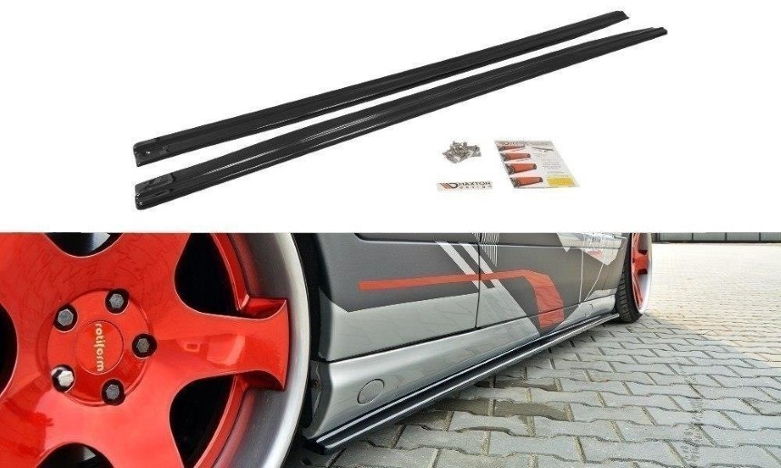 Zijskirts passend voor Mercedes CL-klasse C215 Maxton Design glans zwart