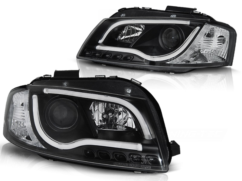 Koplampen passend voor Audi A3 8P 03-08 Tube Light LED Zwart
