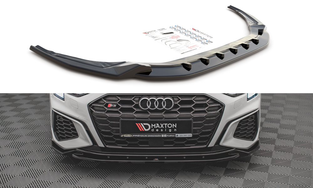 Voorspoiler Audi S3 / A3 S-Line 8Y Glanzend zwart V.2