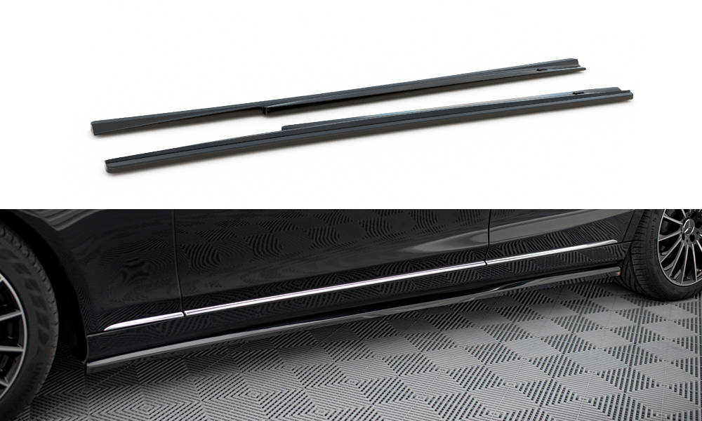 Zijskirts passend voor Mercedes S klasse W222 Maxton Glans Zwart