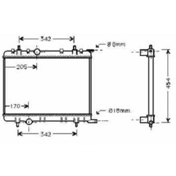 Radiator PARTNER/BERLINGO 01-05 380x562 1.9DI/2.0HDI +/-AC
