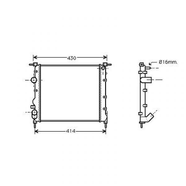 Radiator Clio B 98-05 350x375x26 1.2 8V -AC (1149 ccm)