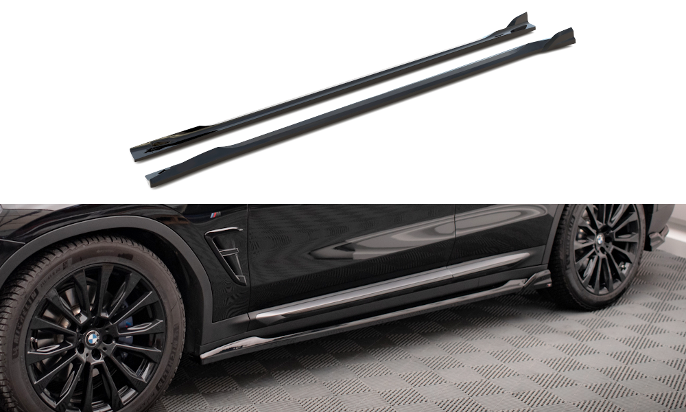 Zijskirts passend voor BMW X3 G01 2017 - 2021 Maxton Glans Zwart