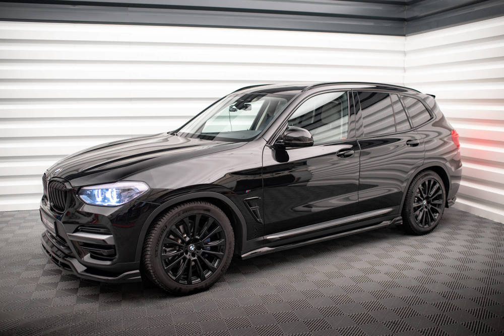 Zijskirts passend voor BMW X3 G01 2017 - 2021 Maxton Glans Zwart