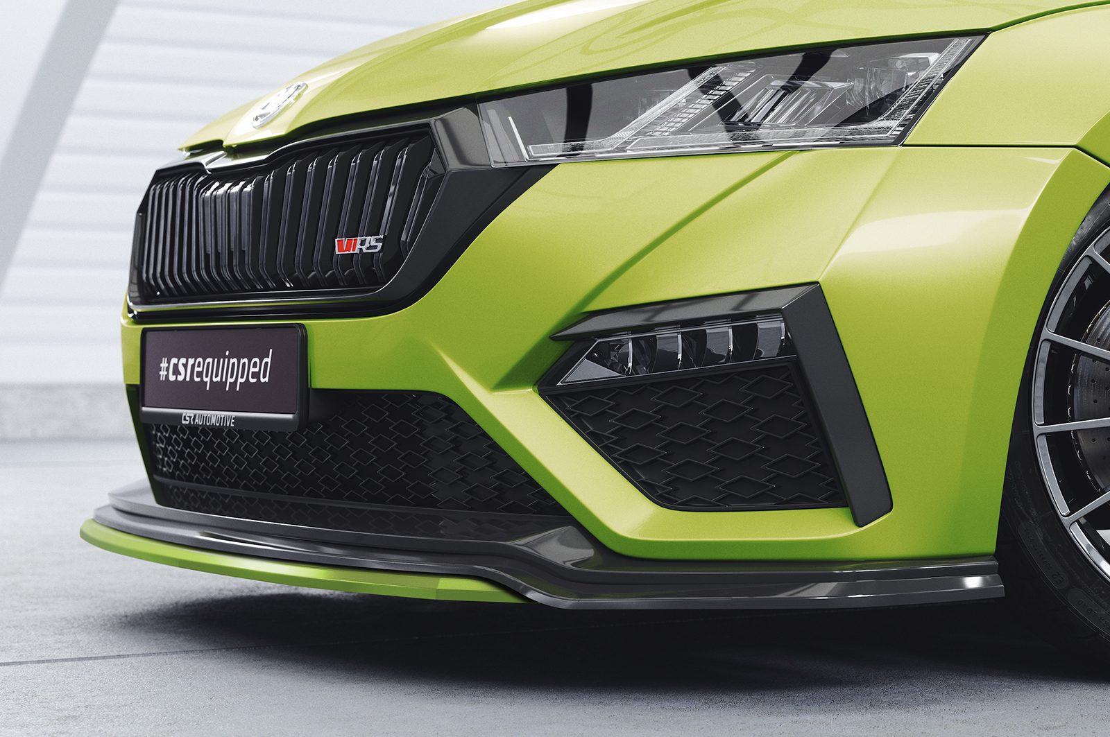 Voorspoiler passend voor Skoda Octavia 4 VRS CSR Glans Zwart