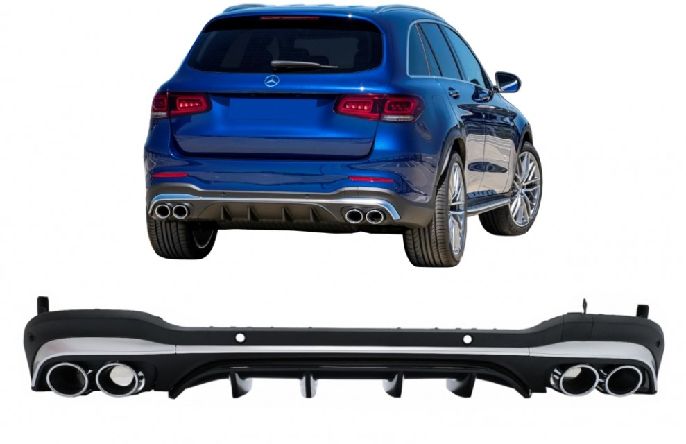 Diffuser passend voor Mercedes GLC X253 (2020-..) Facelift GLC43 incl. Uitlaat Stukken