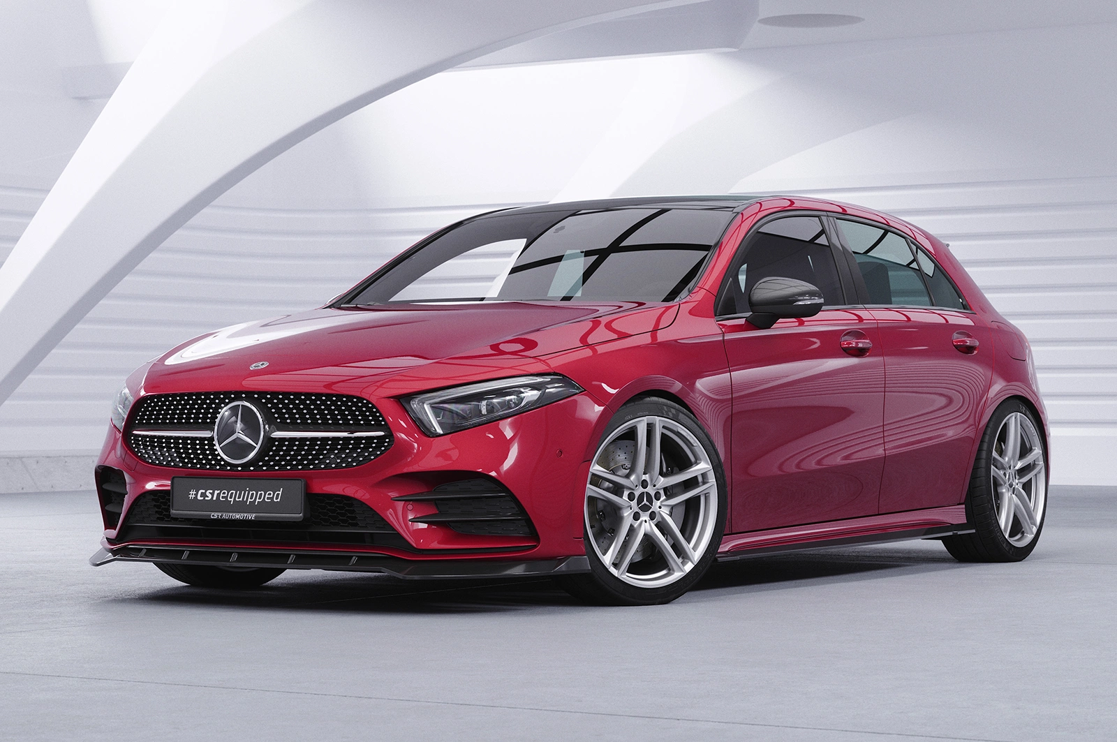 Voorspoiler Mercedes-Benz A-Klasse 177 A35 AMG/AMG-Line Glans Zwart (2018)