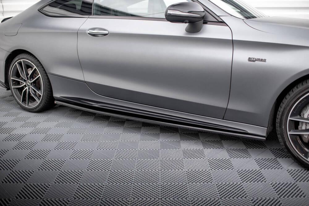 Zijskirts passend voor Mercedes C43 W205 Coupe FL Maxton Glans Zwart