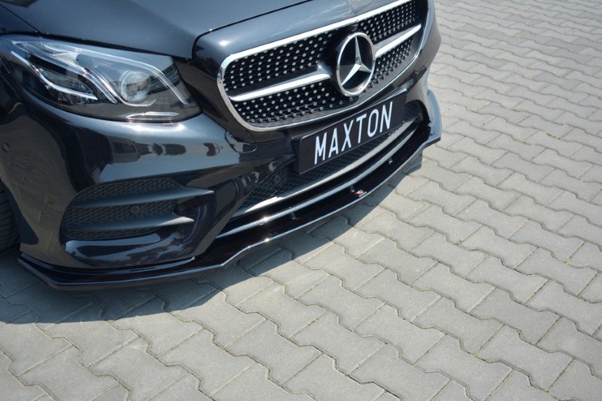 Voorspoiler passend voor Mercedes E W213 Coupé AMG-Line Maxton Design glans zwart V.1