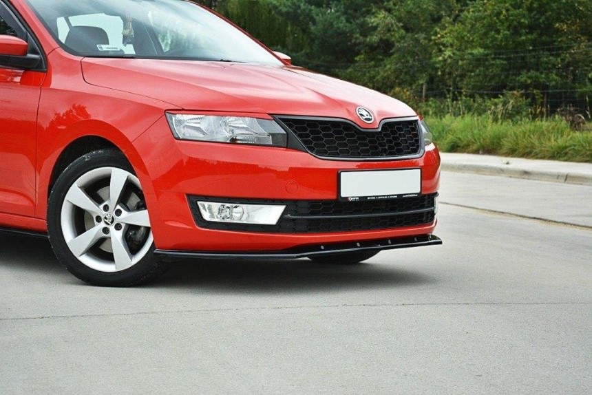 Voorspoiler passend voor Skoda Rapid Maxton Design glans zwart V.2