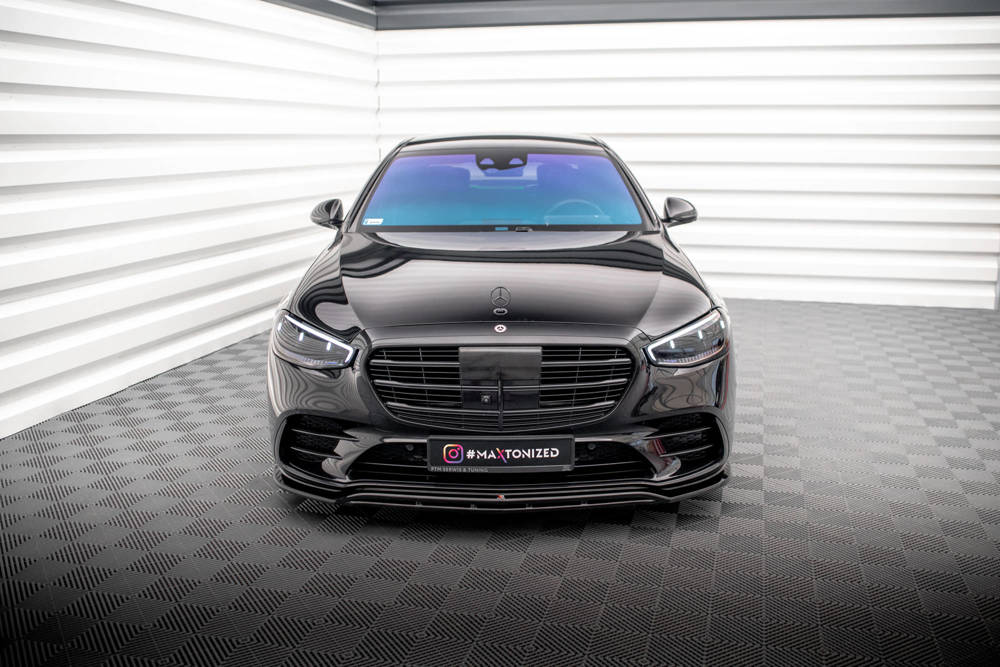 Voorspoiler passend voor Mercedes S Klasse W223 AMG Pakket Maxton Glans Zwart