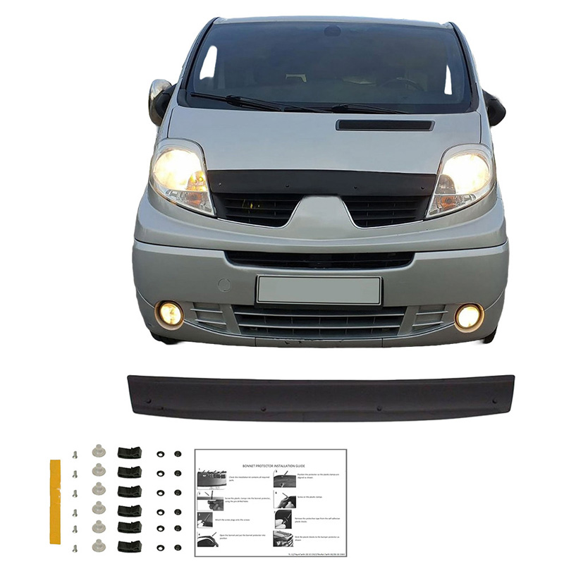 Motorkapbeschermer (steenslagcover)  Renault Trafic X83 01-2014 - Glanzend zwart