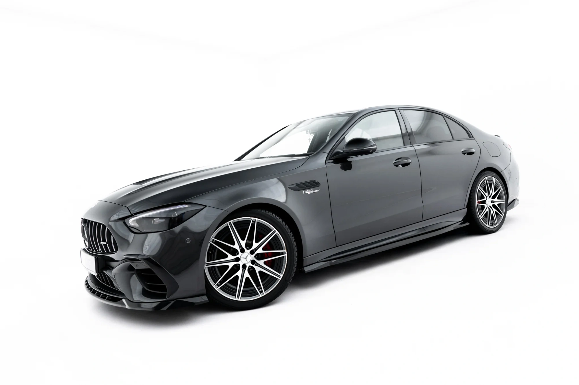 Zijskirts passend voor Mercedes C63 AMG W205 S205 Maxton Glans Zwart