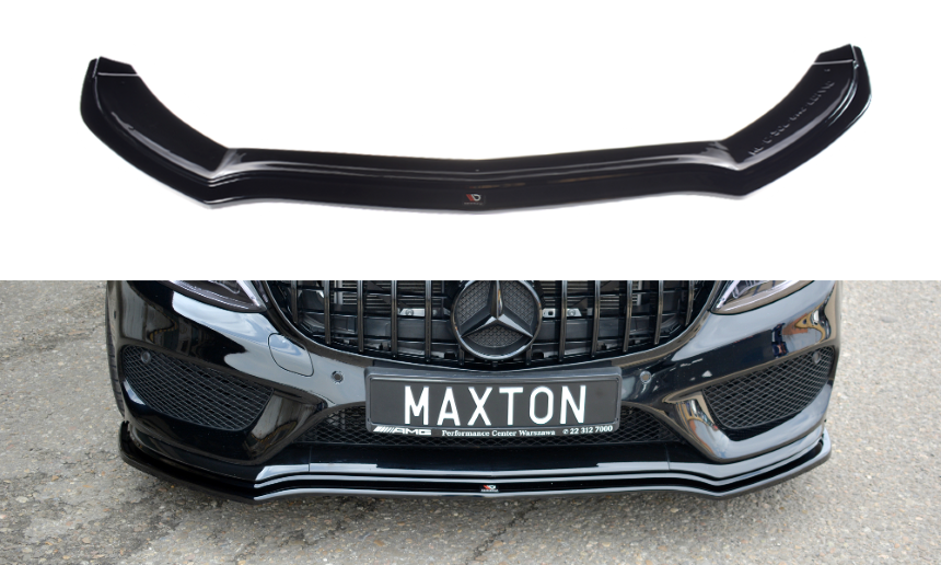 Voorspoiler passend voor Mercedes C43 AMG W205 Maxton Design glans zwart