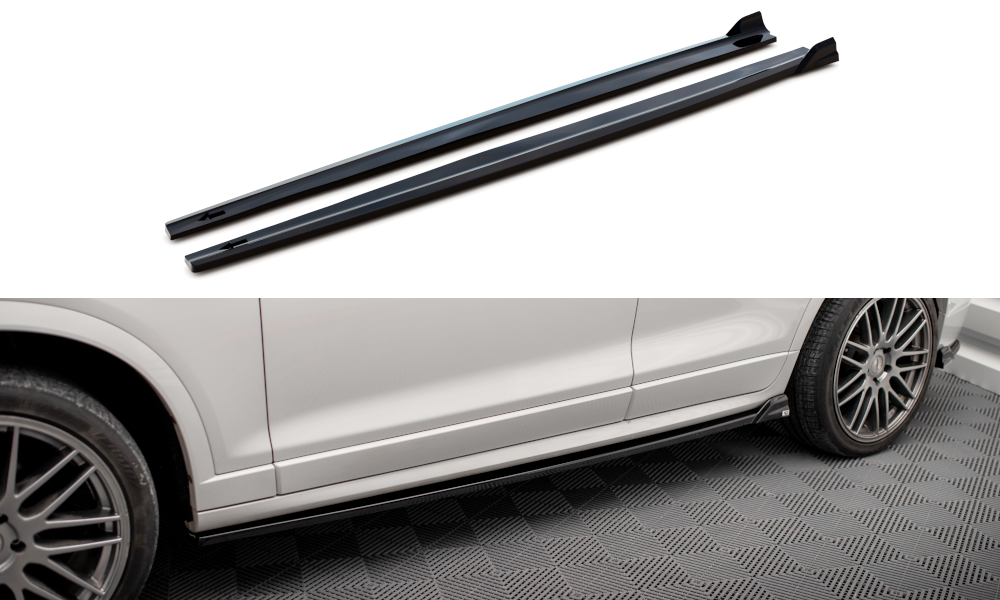 Zijskirts passend voor BMW X3 M-Pack F25 2010 - 2014 Maxton Glans Zwart