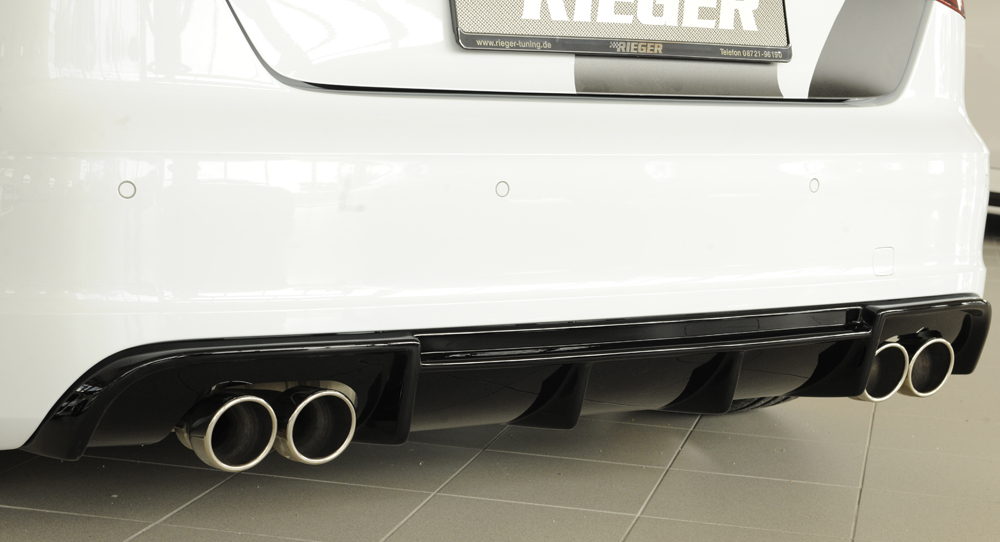 Diffuser passend voor Audi S3 & A3 S-Line Sportback 8V 12-16 Rieger Glans Zwart