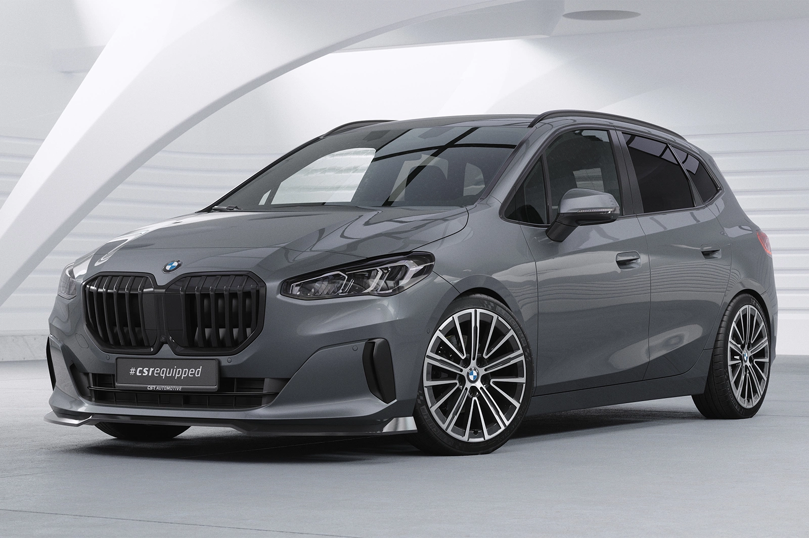 Voorspoiler passend voor BMW 2er (U06) Active Tourer glans zwart
