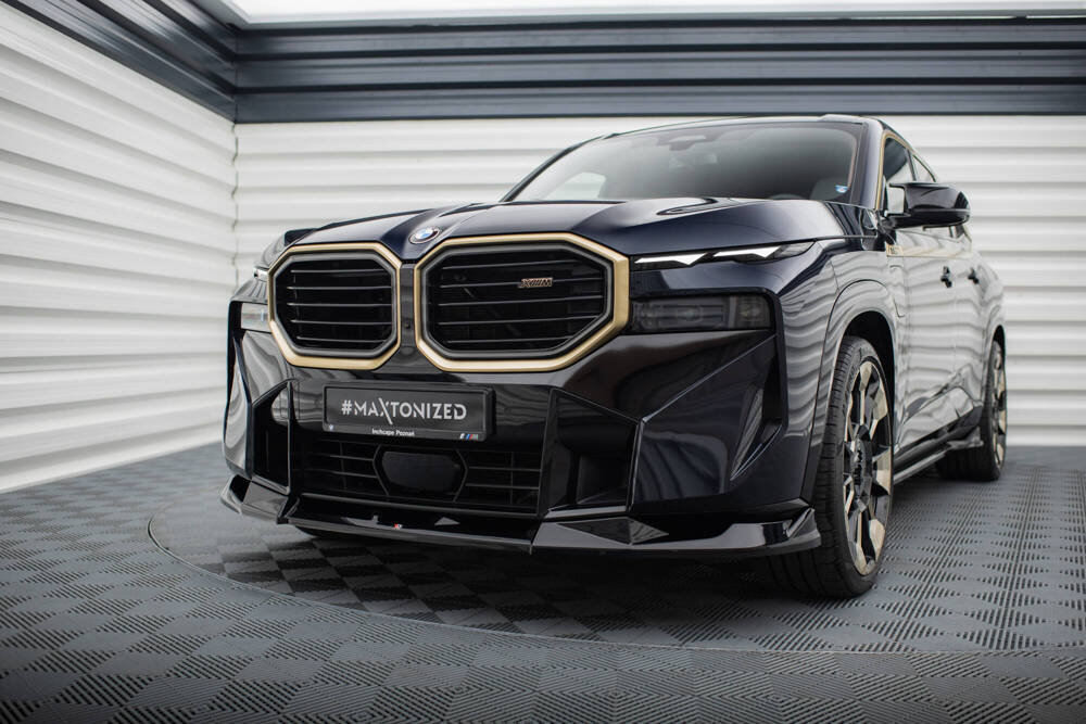 Voorspoiler passend voor BMW XM G09 Maxton Glans Zwart V.2