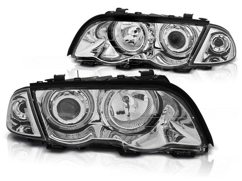 Koplampen passend voor BMW E46 98-01 Sedan/Touring LED Angel eyes Chroom
