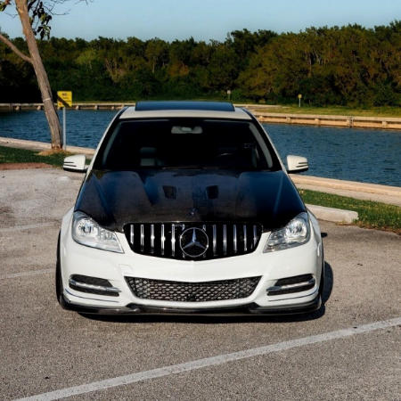 Grill passend voor Mercedes C-klasse W204 S204 GT Look Panamericanan Chroom Zwart