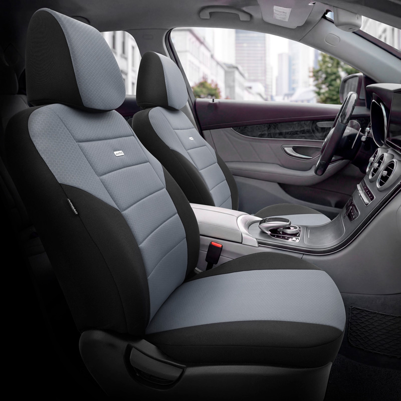 otoM Universele Stoffen Stoelhoezenset 'SelectedFit One' Zwart/Grijs - 10-delig - geschikt voor Side-Airbags
