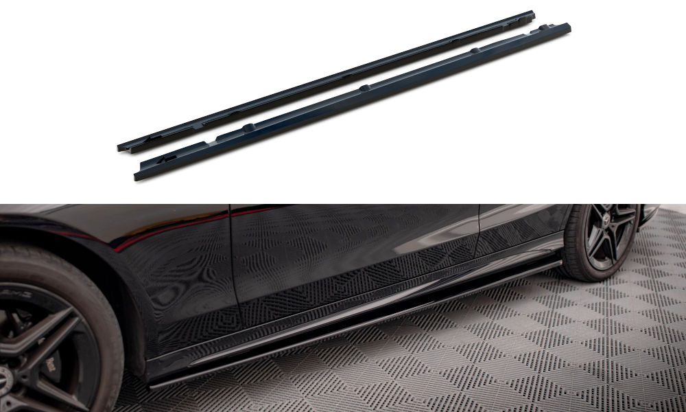 Zijskirts passend voor Mercedes C Klasse AMG Line & C43 AMG W205 Facelift Maxton Glans Zwart