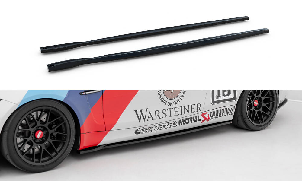 Zijskirts passend voor BMW 1 M Coupe E82 Maxton Glanzend zwart