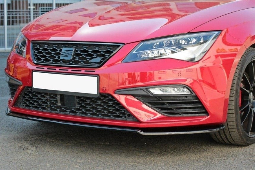 Voorspoiler passend voor Seat Leon FR 5F Maxton Design glans zwart V.2