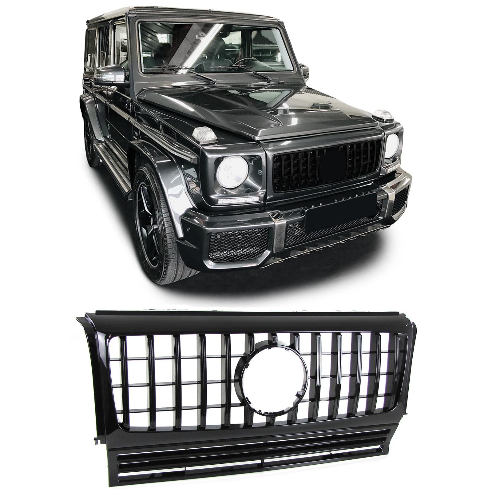 Grill passend voor Mercedes W463 G-Klasse 90-18 Zwart