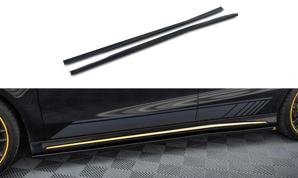 Zijskirts passend voor Mercedes-AMG CLA 45 C117 FL Maxton Glans Zwart