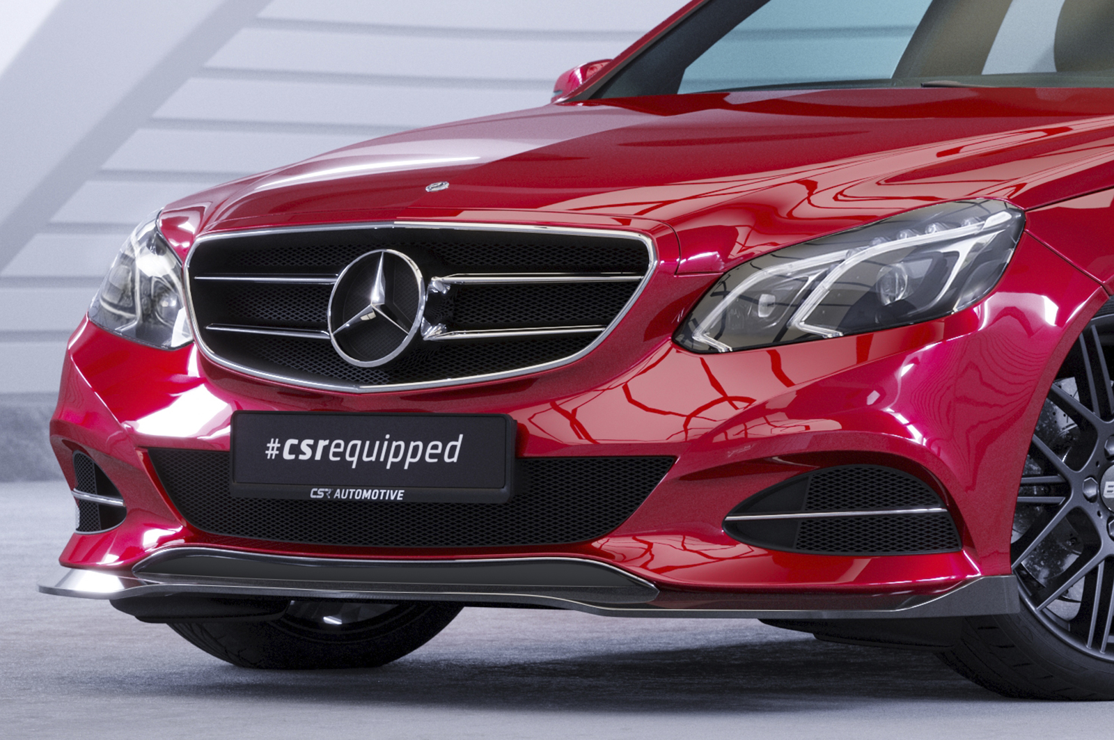Voorspoiler passend voor Mercedes E Klasse FL W212 13-16 CSR Glans Zwart