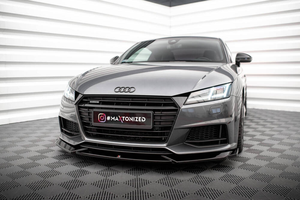 Voorspoiler V.1 Audi TT S-Line / TTS 8S Maxton Glans Zwart