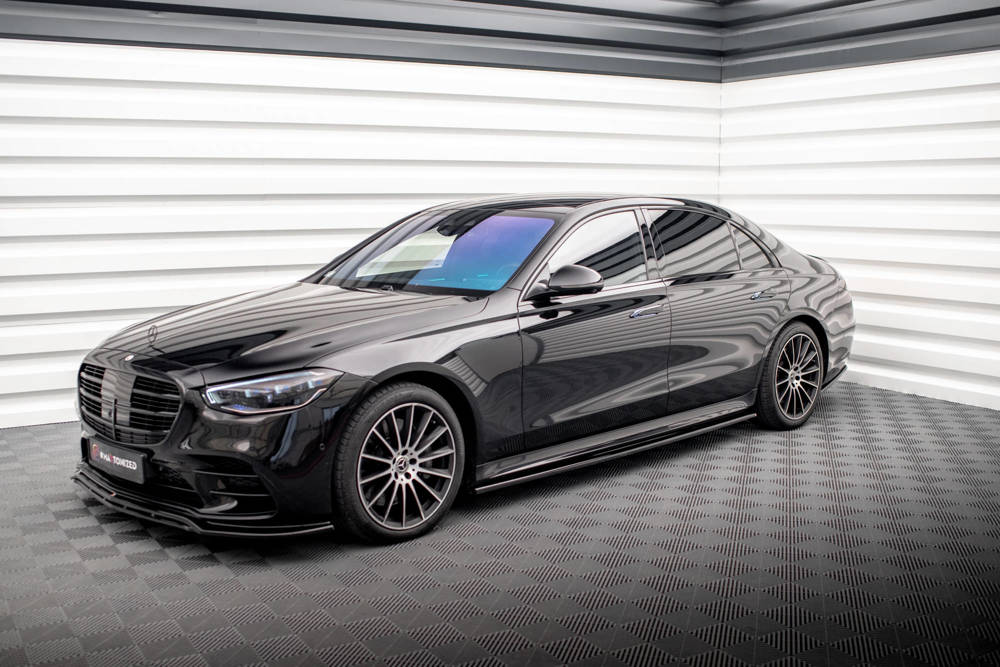 Zijskirts passend voor Mercedes S Klasse Lang W223 AMG Pakket Maxton Glans Zwart