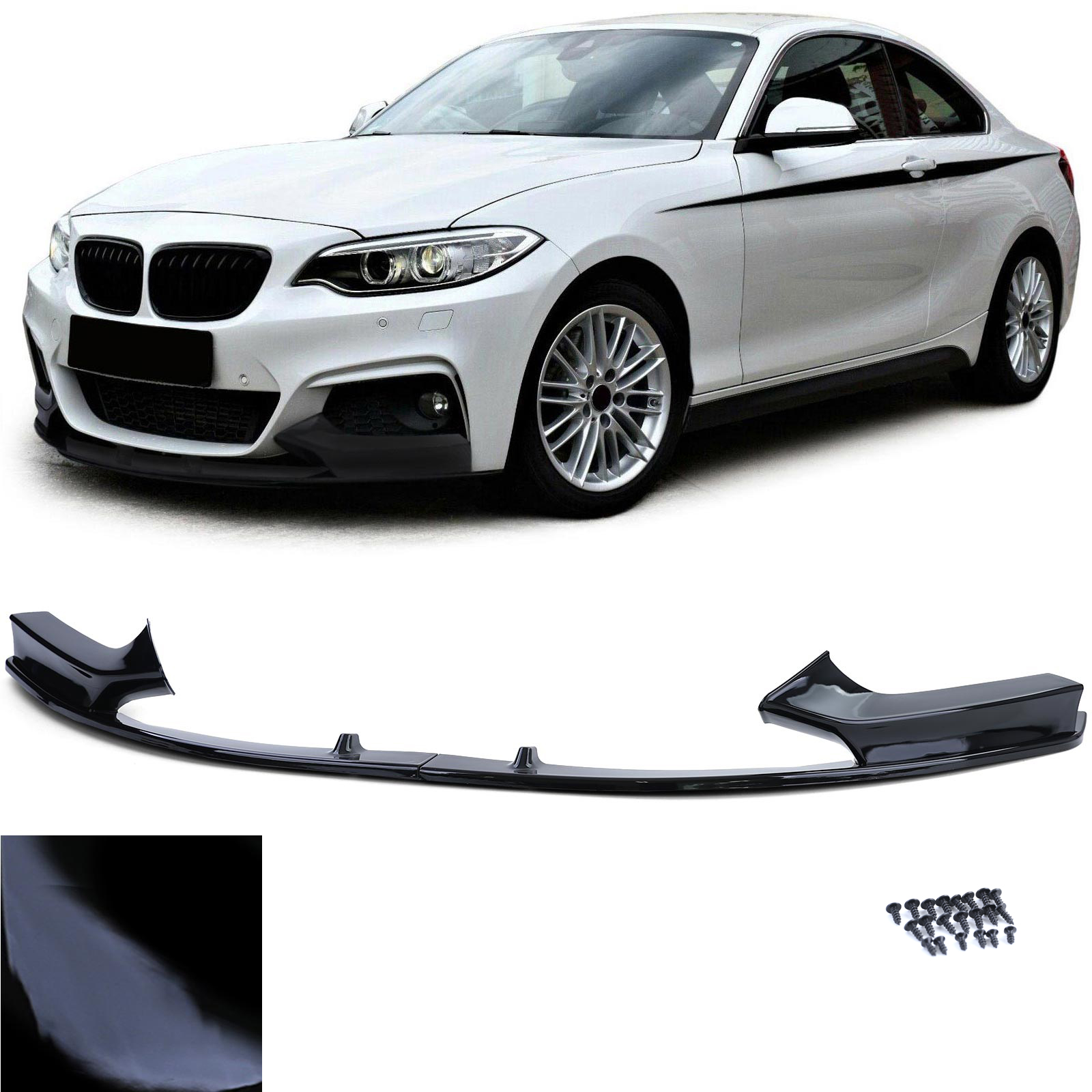 Voorspoiler passend voor BMW 2-Serie M Pakket F22 / F23 Glans Zwart